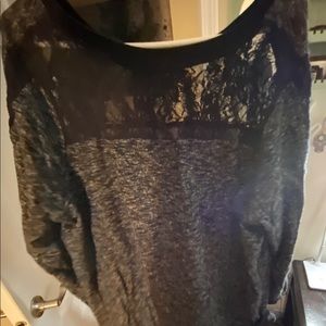 Fall weather sweater-lace trim, dark grey